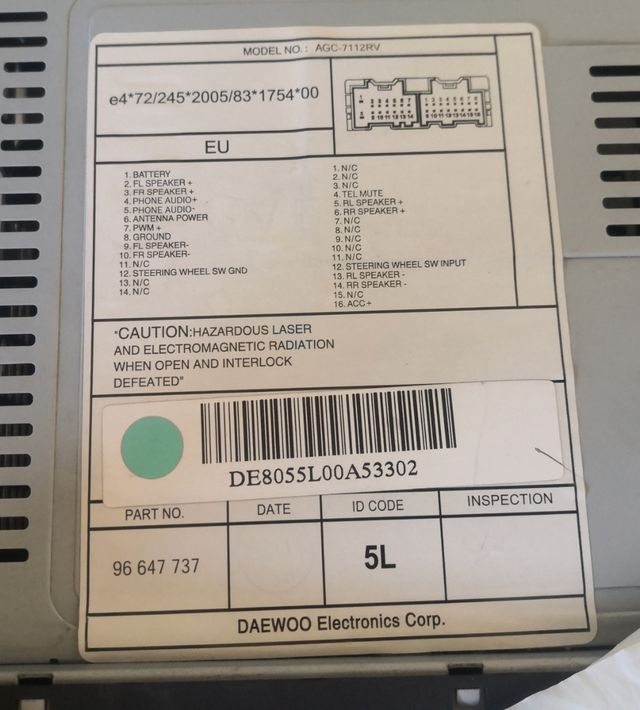 Radio coche Daewoo con Reproductor de CD