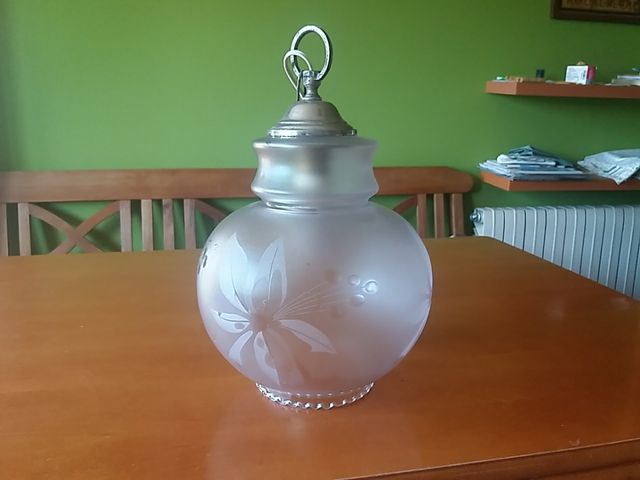 Lampara cristal y alpaca.