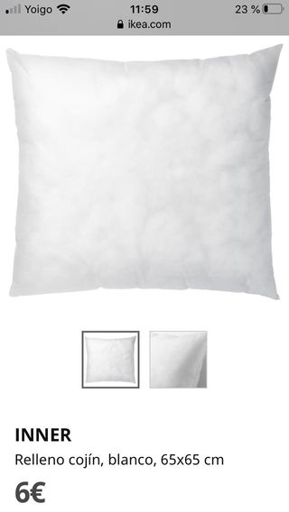 Relleno cojín Ikea de segunda mano por 6 € en Madrid en WALLAPOP INNER Relleno cojín, blanco, 65x65 cm IKEA