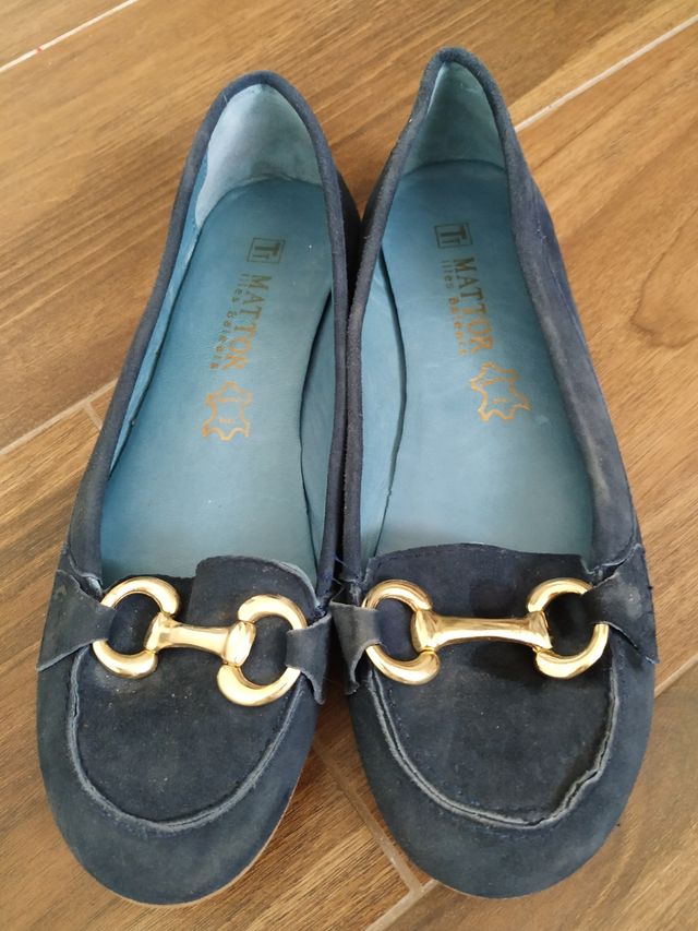 Zapatos mocasines piel azul marino Mattor. 38