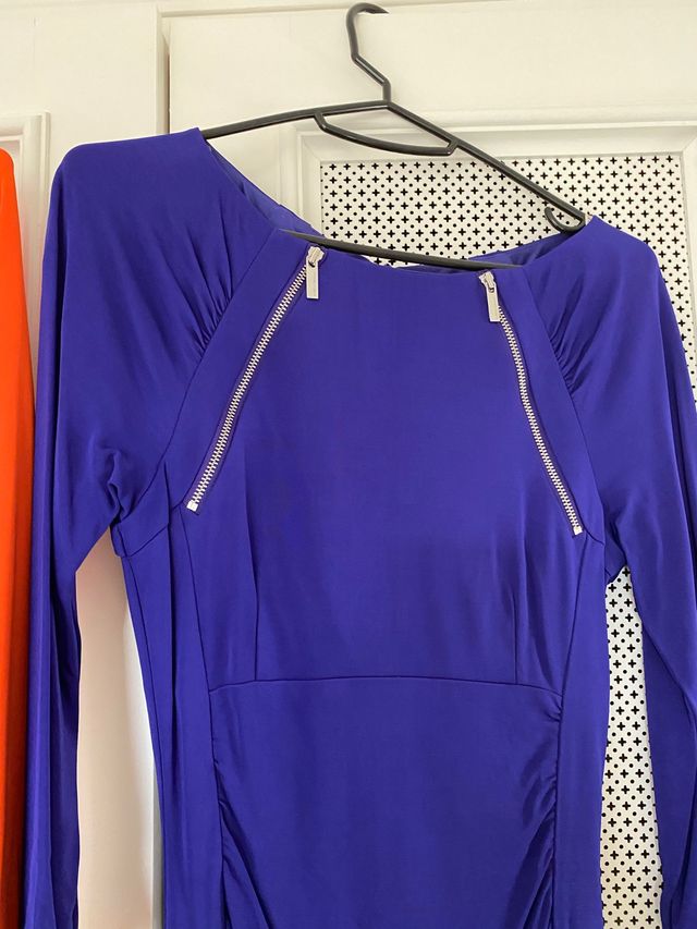 Karen Millen dresses orange and blue navy.