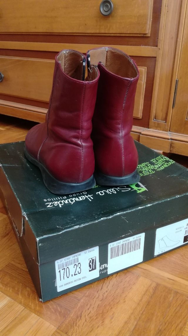 Botines Pitillos granates t38