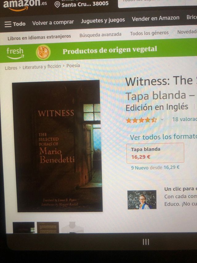 Libro "Witness: the selected poems of Mario Benede