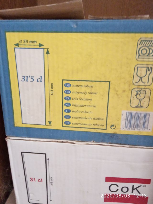 vasos dos cajas de 24