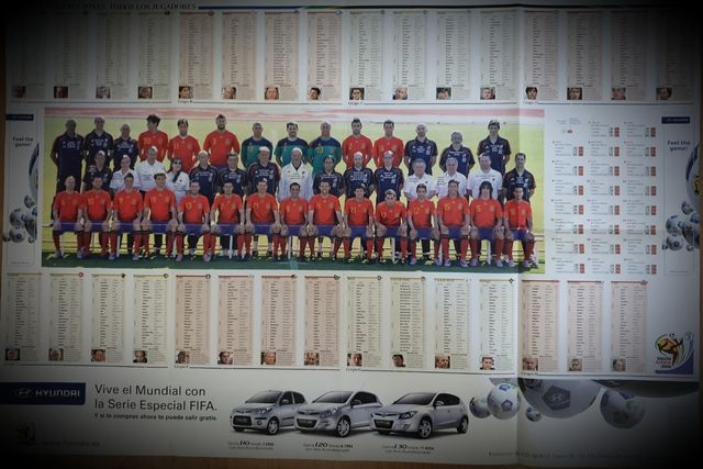 Locandina della squadra mondiale di calcio della Spagna