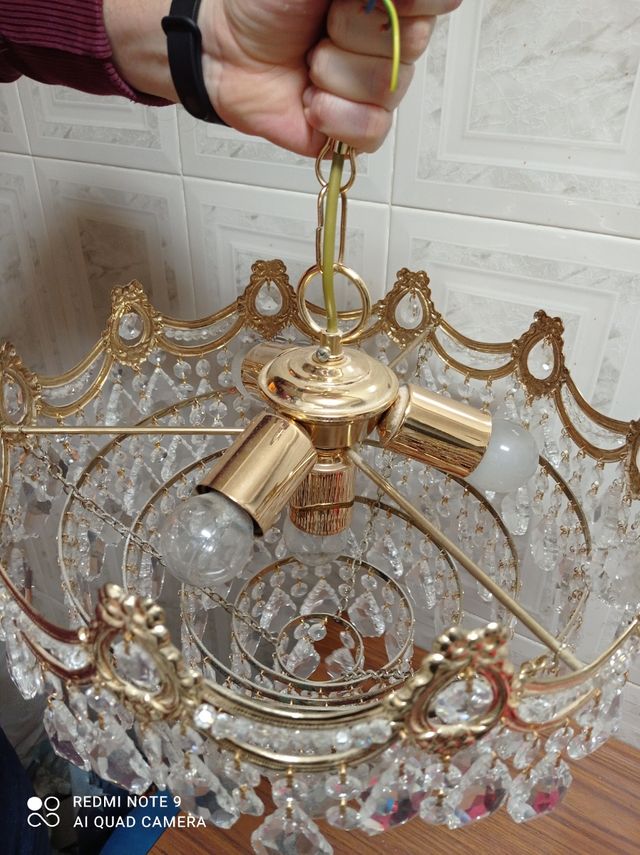 Preciosa lampara de araña de cristal de swarovsky