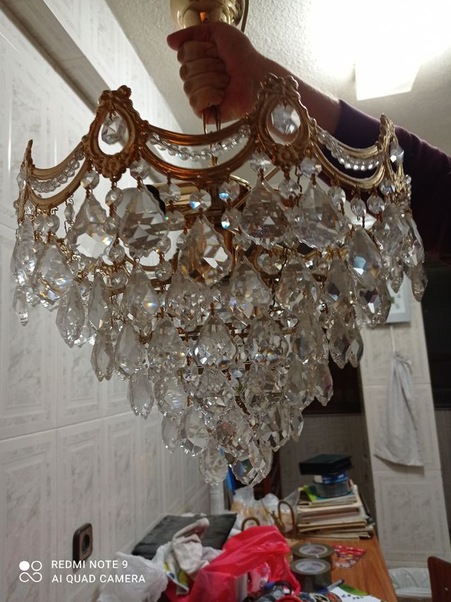 Preciosa lampara de araña de cristal de swarovsky