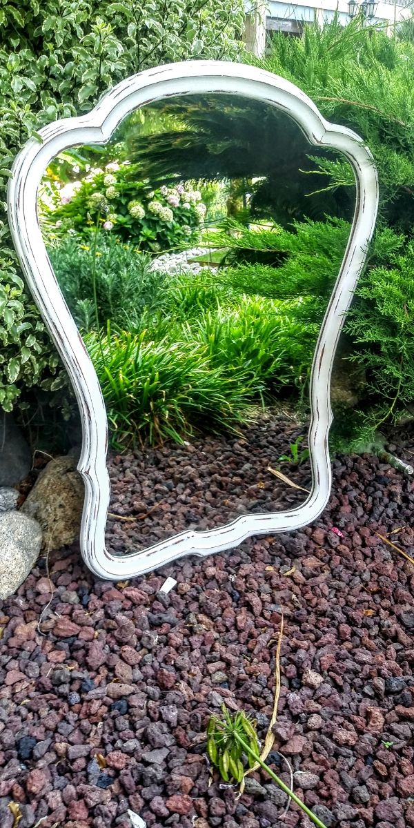 Espejo Antiguo Años 40 Restaurado Decapado Madera.