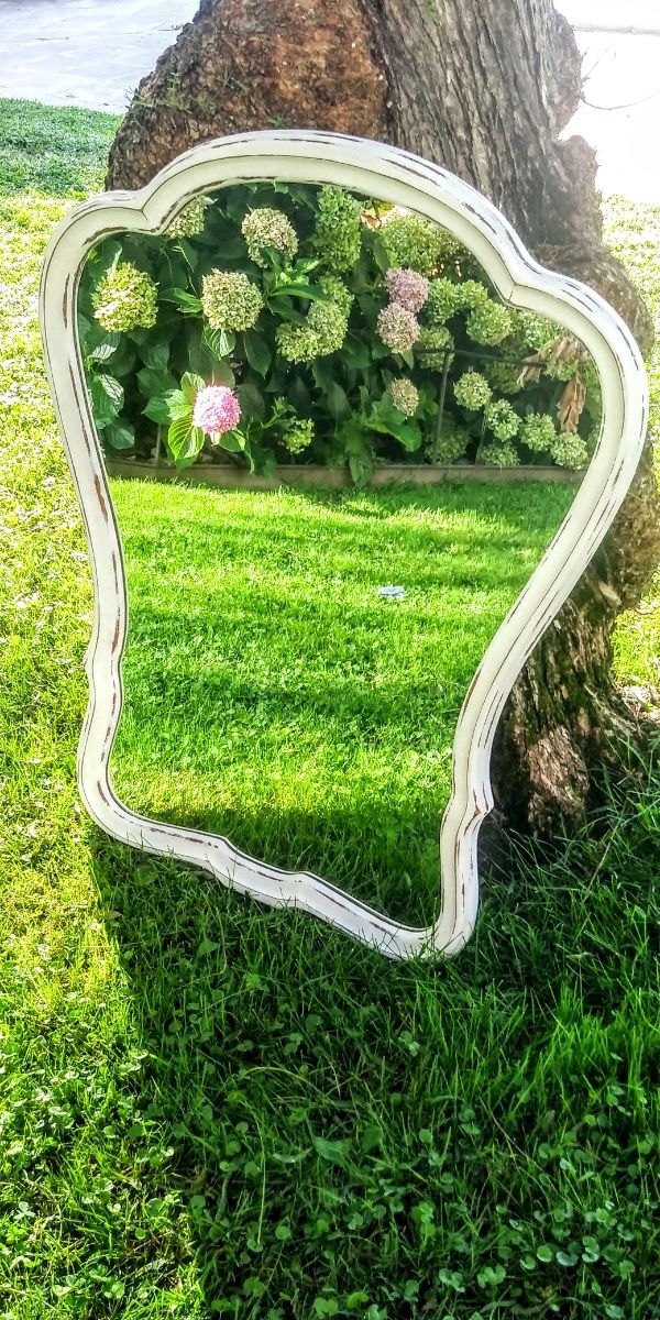 Espejo Antiguo Años 40 Restaurado Decapado Madera.