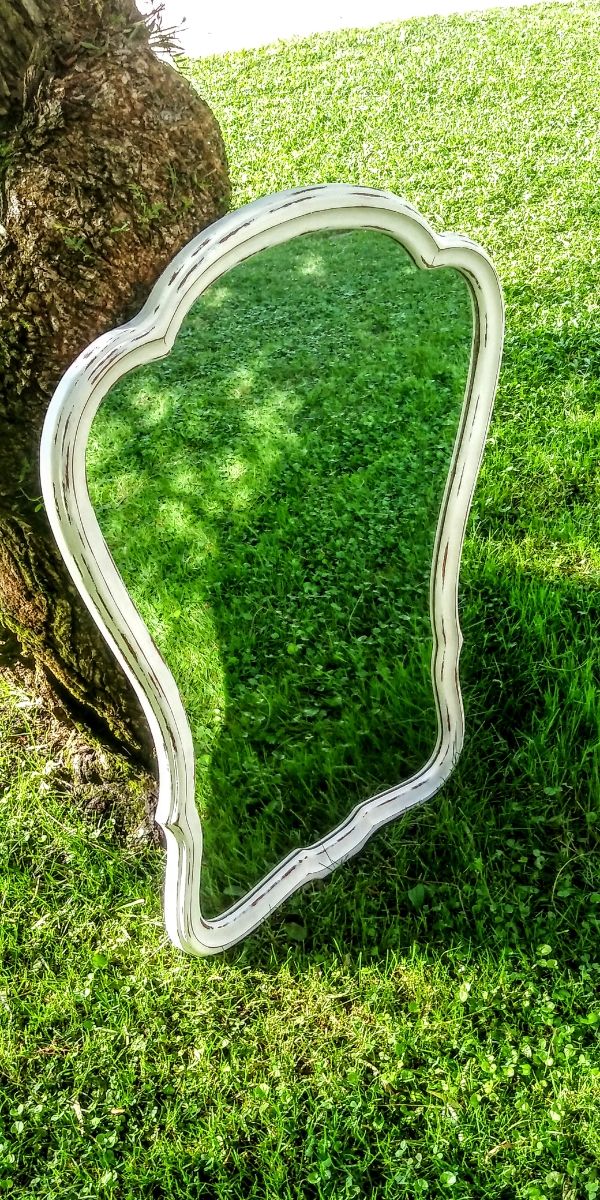 Espejo Antiguo Años 40 Restaurado Decapado Madera.