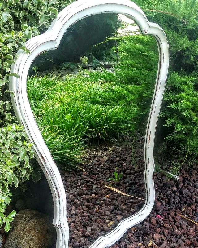 Espejo Antiguo Años 40 Restaurado Decapado Madera.