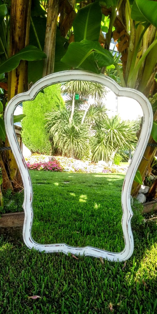 Espejo Antiguo Años 40 Restaurado Decapado Madera.