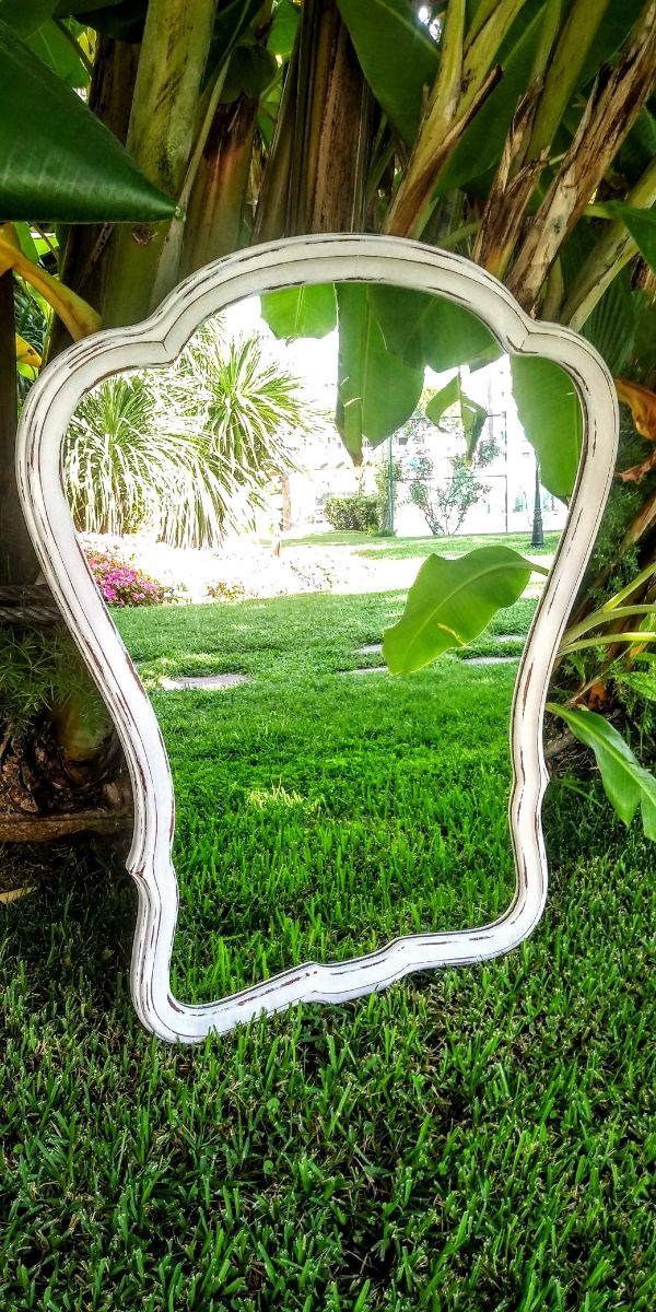 Espejo Antiguo Años 40 Restaurado Decapado Madera.