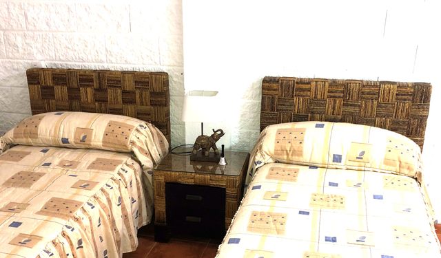 Cabecero industrial mimbre cama 90