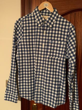 Camisa Hollister a cuadros azul y blanco de segunda mano por Hollister Camisa Hombre Talla M Rojo Azul Cuadros con