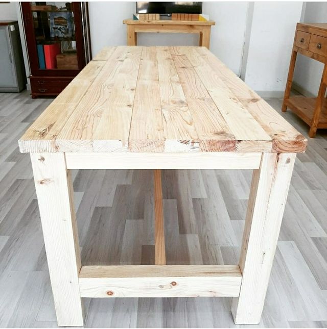 Mesa madera maciza tratada interior exterior de segunda mano por 425