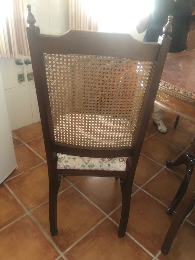 Silla rejilla marquetería madera noble 20 euro
