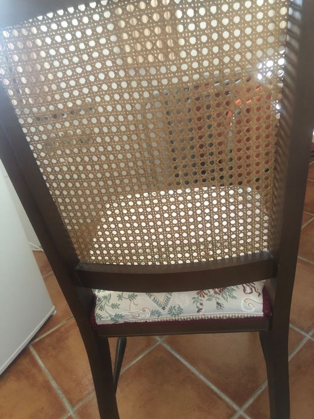 Silla rejilla marquetería madera noble 20 euro