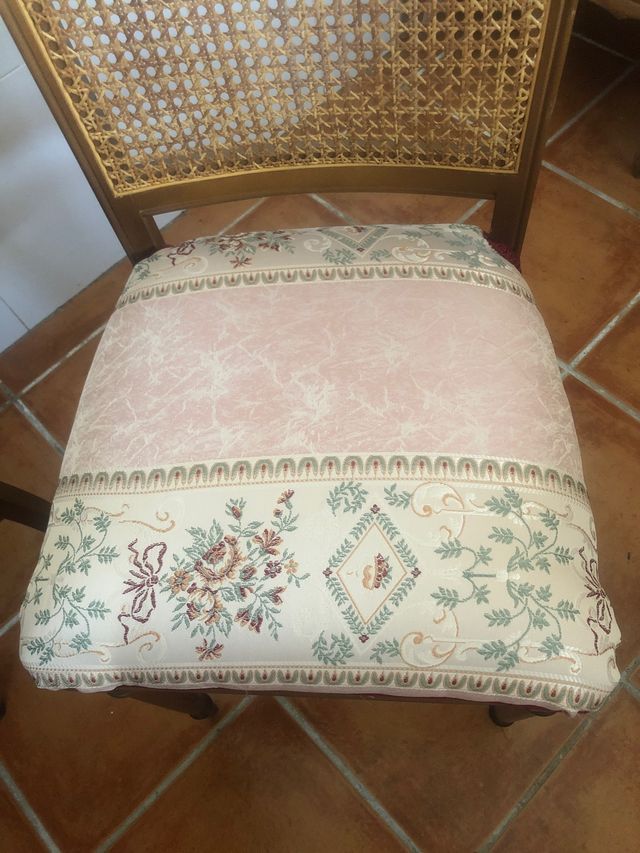 Silla rejilla marquetería madera noble 20 euro