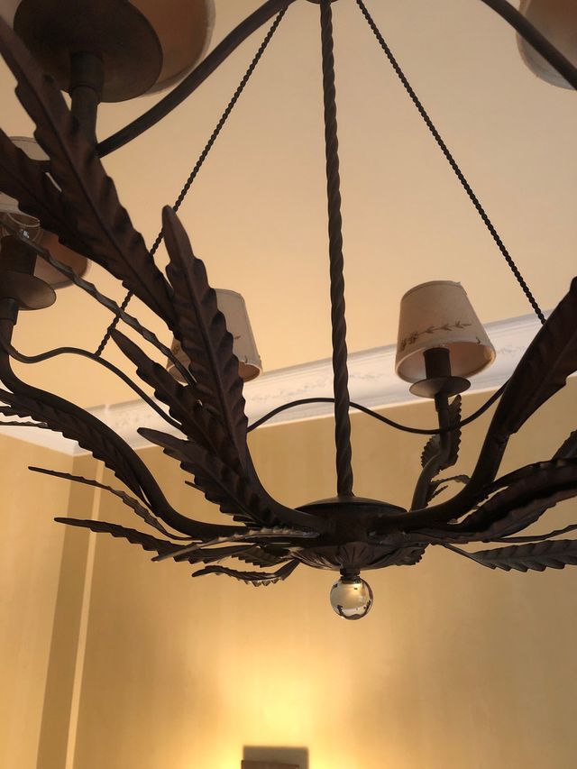 Lámpara techo forja marrón