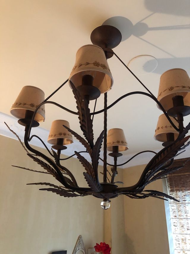 Lámpara techo forja marrón