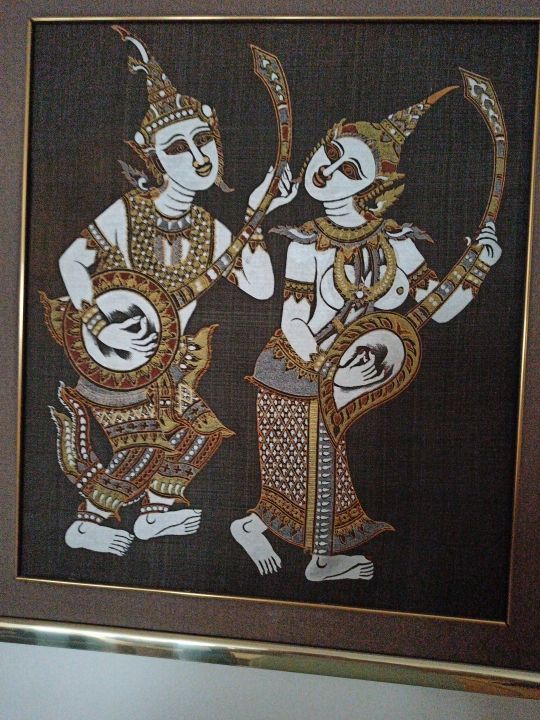 Pintura sobre seda china enmarcado.