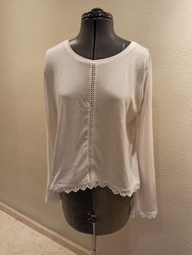 Camiseta algodón puntilla talla L