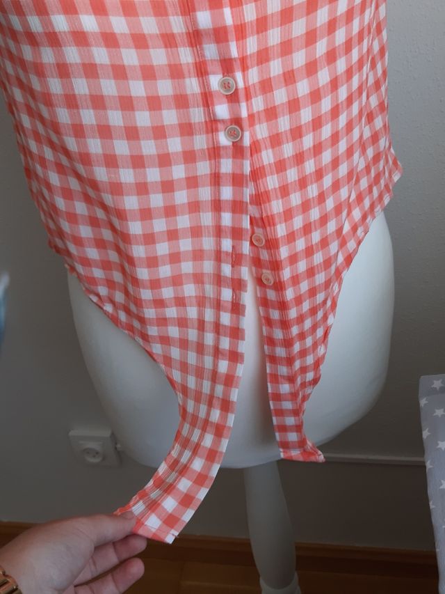 Crop top cuadritos vichy naranja