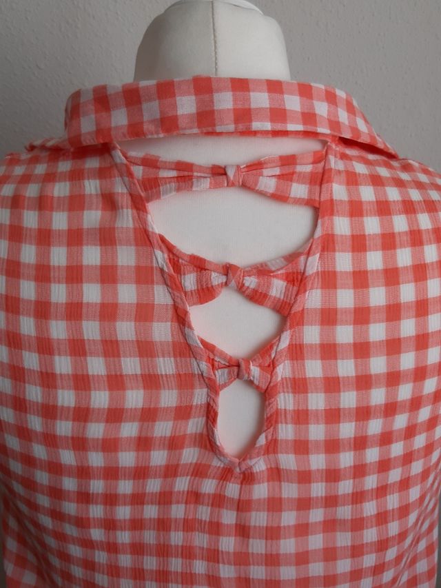 Crop top cuadritos vichy naranja