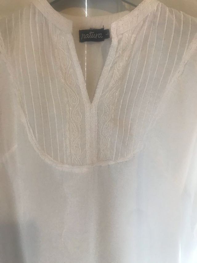 Camisola boho bordada blanca Natura