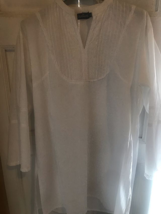 Camisola boho bordada blanca Natura
