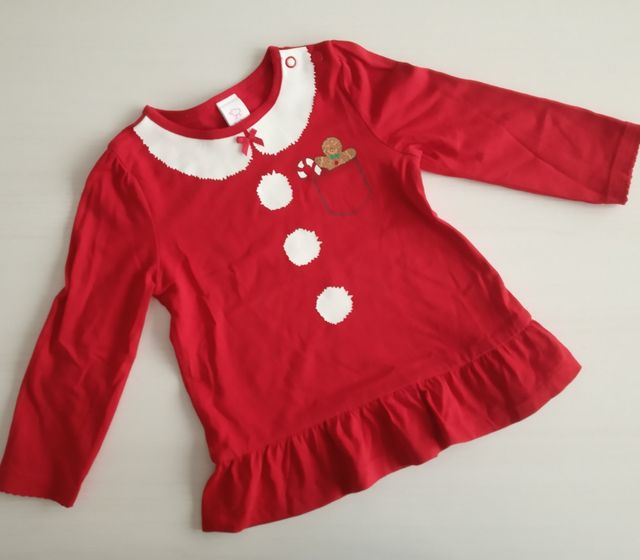 Camiseta Papá Noel. 9-12 meses. Baby club