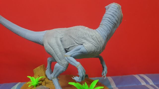 Blue Velociraptor Jurassic World 3D pintado a mano