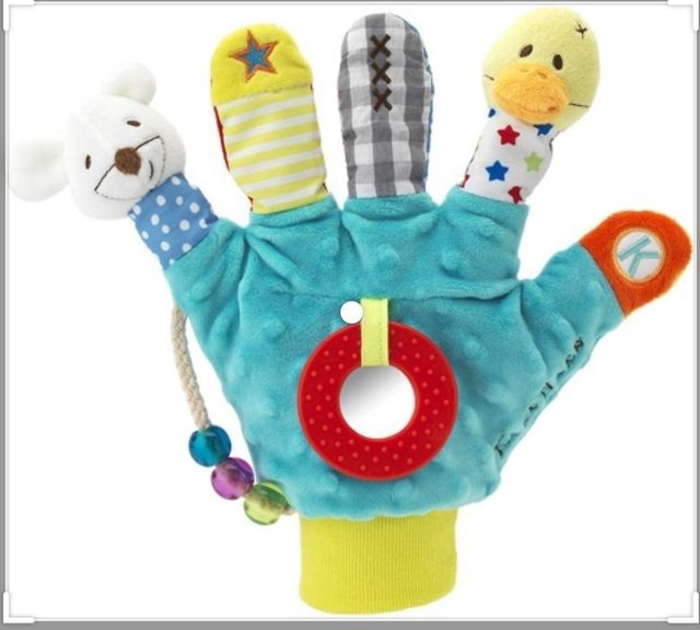 Guante de juegos para bebé con mordedor azul