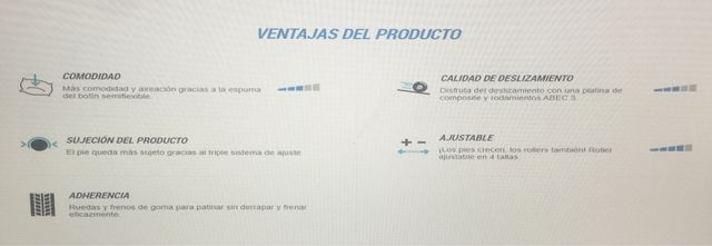 Patines en línea talla 35 a 38