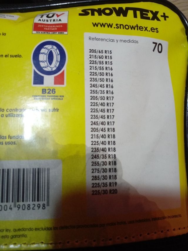 Cadenas de nieve solo usadas una hora