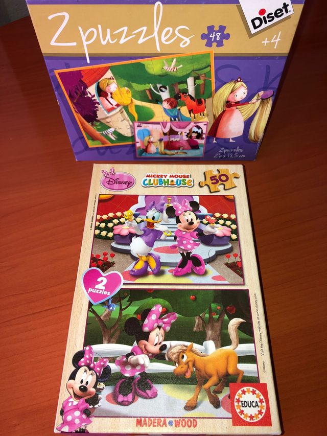 4 puzzles. Diset y Educa. Piezas de madera.