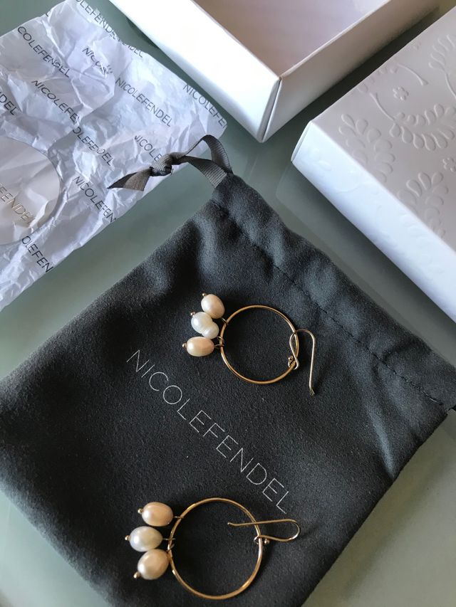 Pendientes plata oro y perlas Nicole Fendel
