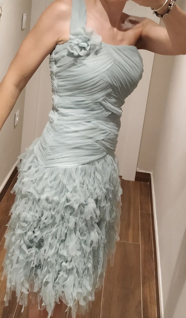 Vestido fiesta verde turquesa. Talla 36/38 (S/M)