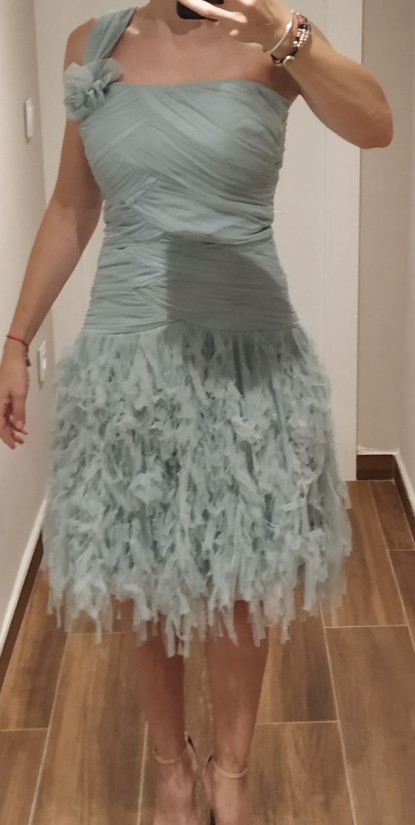 Vestido fiesta verde turquesa. Talla 36/38 (S/M)