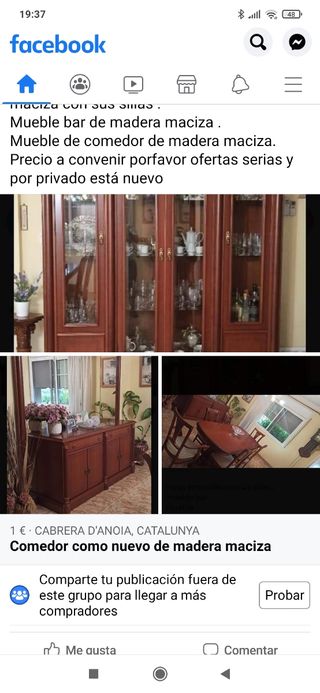 Muebles de comedor prácticamente nuevos de segunda mano por 350 € en