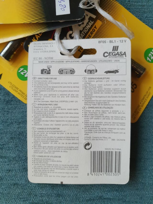 PILA ALKALINE CEGASA 8F05 12V TOP ENERGY!!