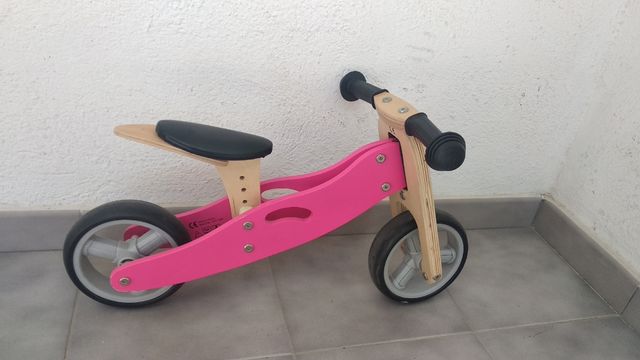 Bicicleta triciclo sin pedales de madera