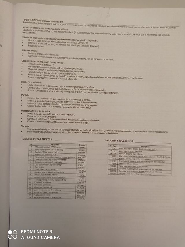 MASCHERA DI PROTEZIONE RESPIRATORIA COMPLETA.