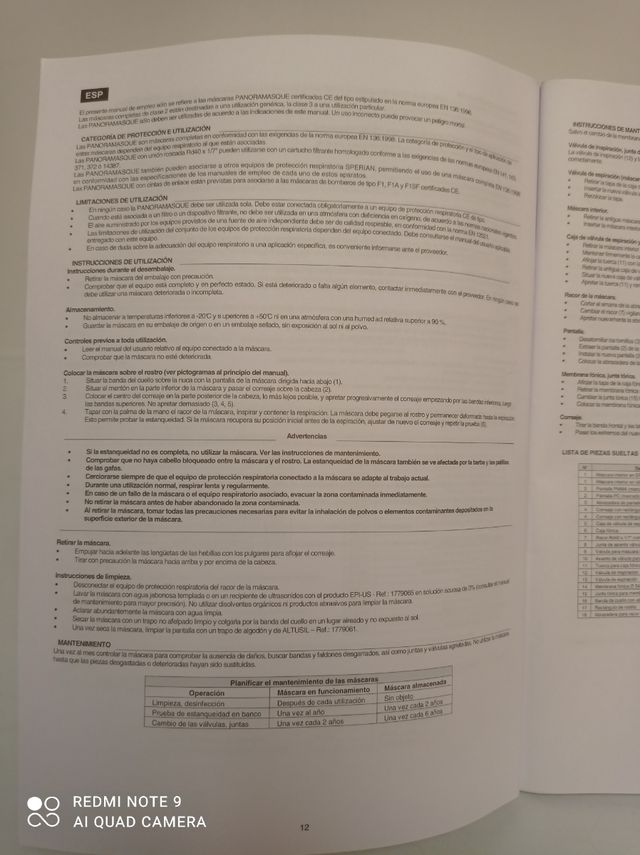 MASCHERA DI PROTEZIONE RESPIRATORIA COMPLETA.