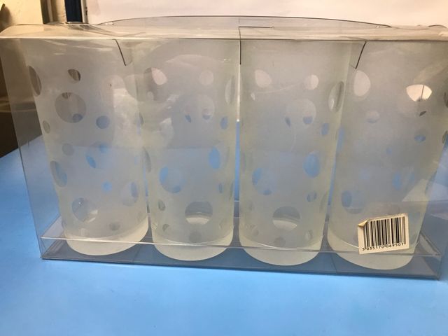 4 vasos tubo a lunares traslúcidos