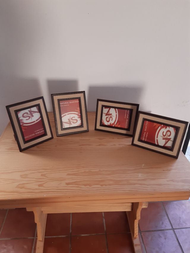 Portafotos cuero y rafia