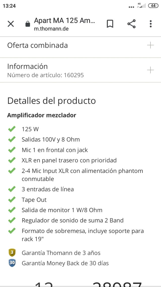 Amplificador Apart MA 125