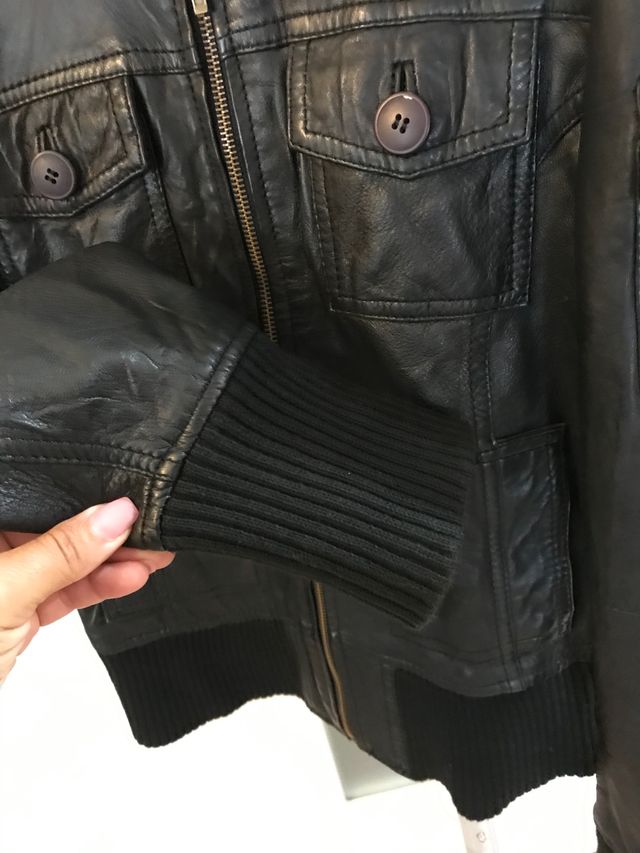 CAZADORA PIEL NEGRA STRADIVARIUS T. M