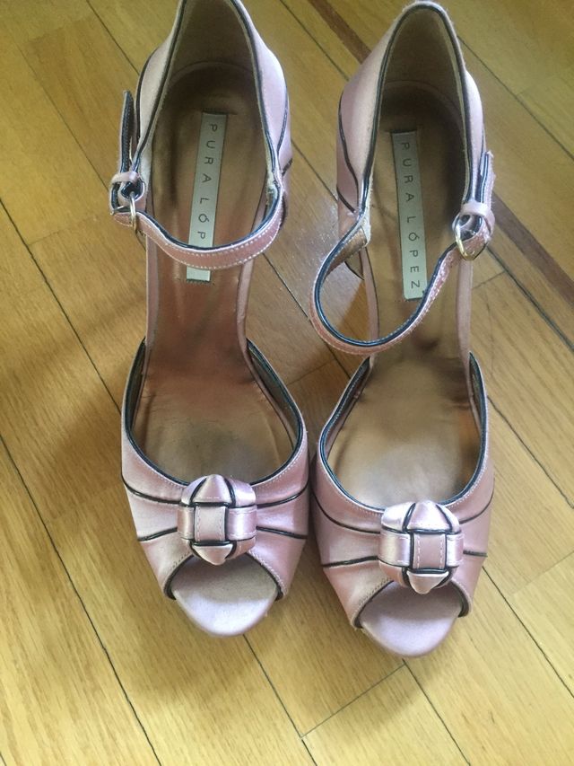 Sandalias Pura López piel y raso